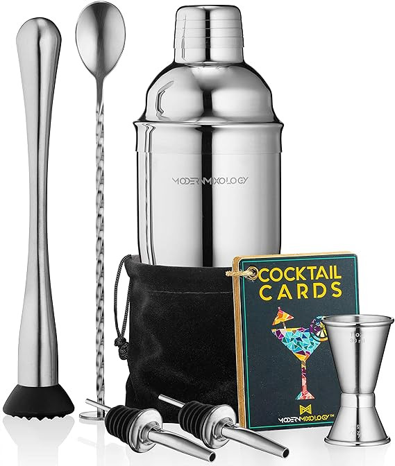 Mixology Cocktail Shaker Set Drink Mixer, 8-Piece Portable Bartender Kit with 24oz Martini Shaker... | Amazon (US)