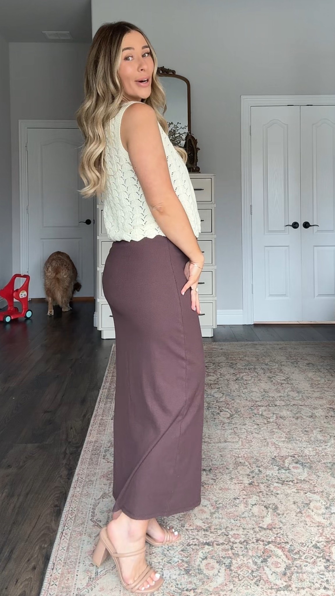 Medium in the vest and dress. 

#LTKSaleAlert #LTKShoeCrush #LTKBump