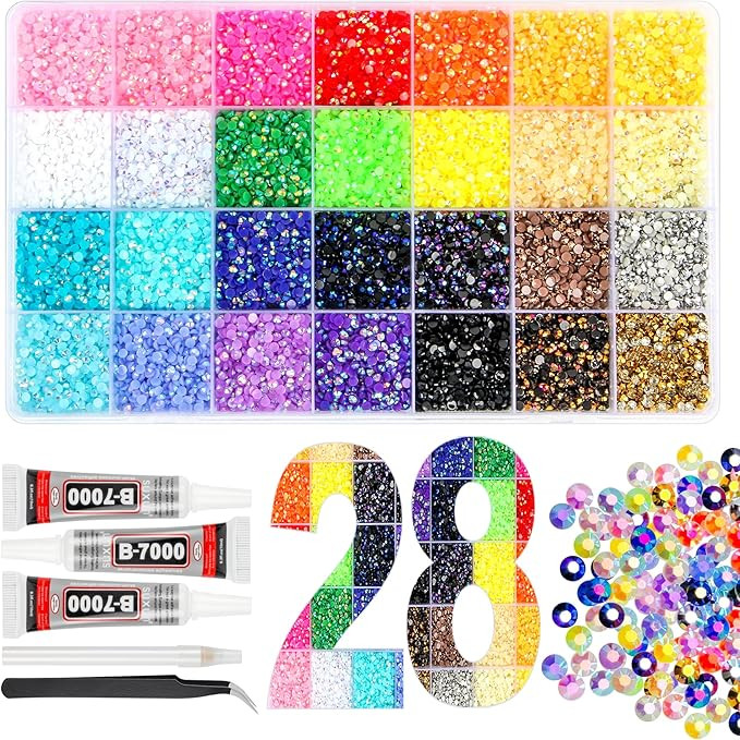 36000Pcs Resin Jelly Rhinestones for Bedazzling Kit, 28 Colors 3mm Flatback Gems for Diamond Art,... | Amazon (US)