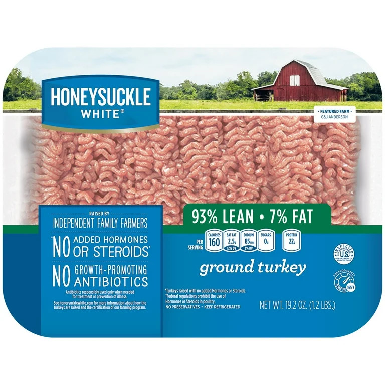 Honeysuckle White® 93% Lean / 7% Fat Ground Turkey Tray, Fresh, 1.2 lbs. | Walmart (US)