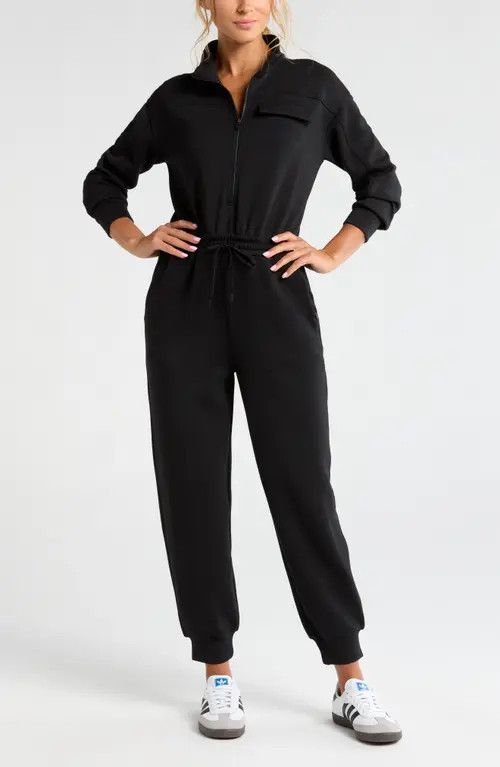 Zella Lift Off Long Sleeve Jumpsuit in Black at Nordstrom, Size Medium | Nordstrom