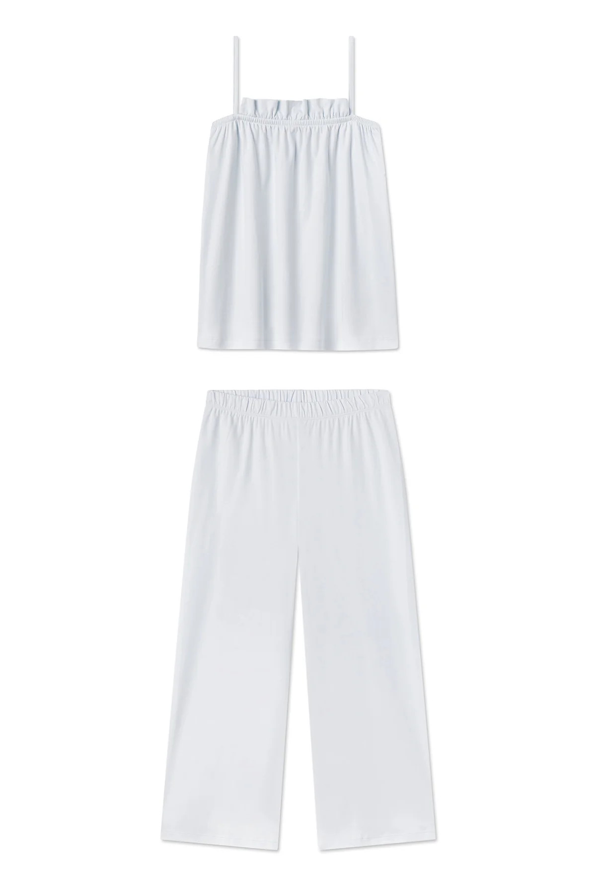Pima Ruffle Pants Set in Illusion Blue | Lake Pajamas