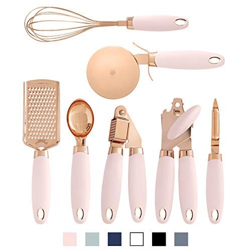 COOK With COLOR 7 Pc Kitchen Gadget Set Copper Coated Stainless Steel Utensils with Soft Touch Pink  | Amazon (US)