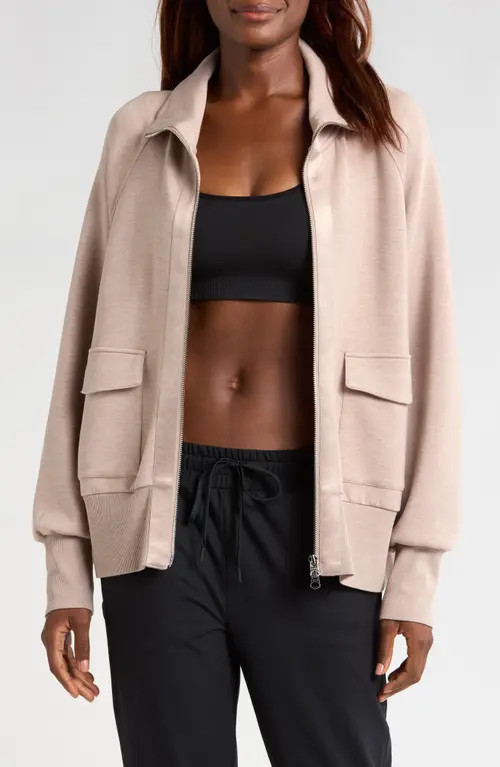 Varley Roxbury Zip-Up Sweatshirt in Taupe Marl at Nordstrom, Size Small | Nordstrom