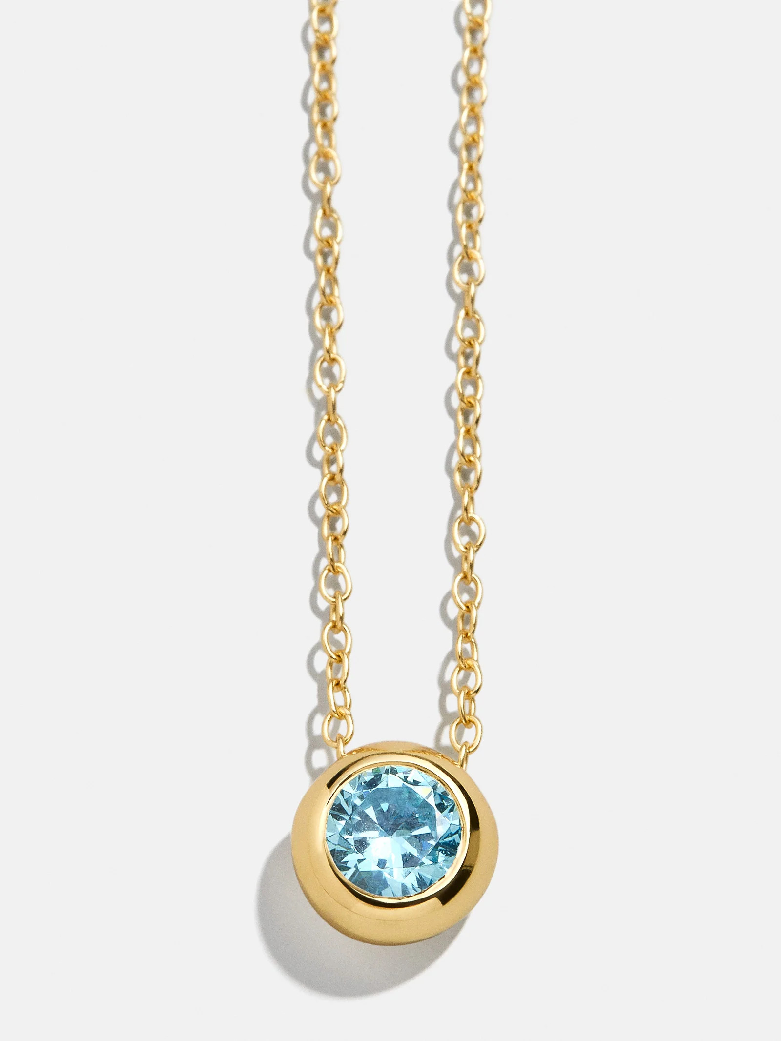 18K Gold Birthstone Pendant Necklace - Aquamarine | BaubleBar (US)