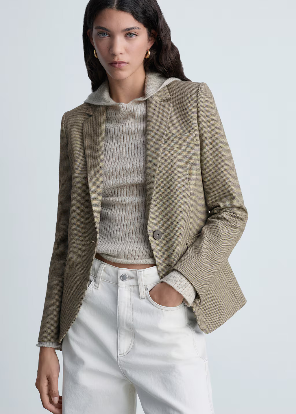 Micro houndstooth fitted blazer - Women | MANGO USA | Mango (US/MX/AU)