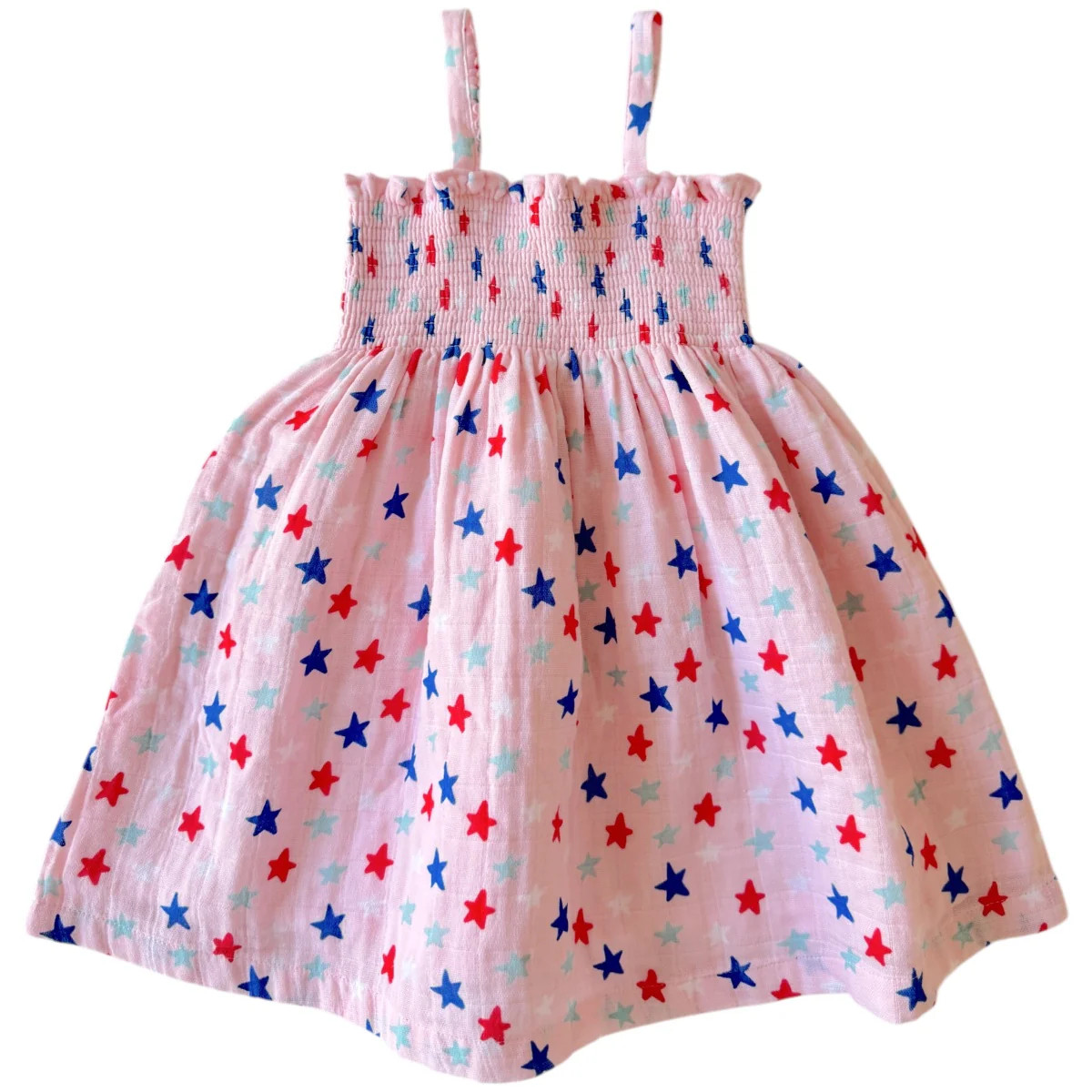 Splendid Stars Pink / Muslin Smocked Tube Dress | SpearmintLOVE