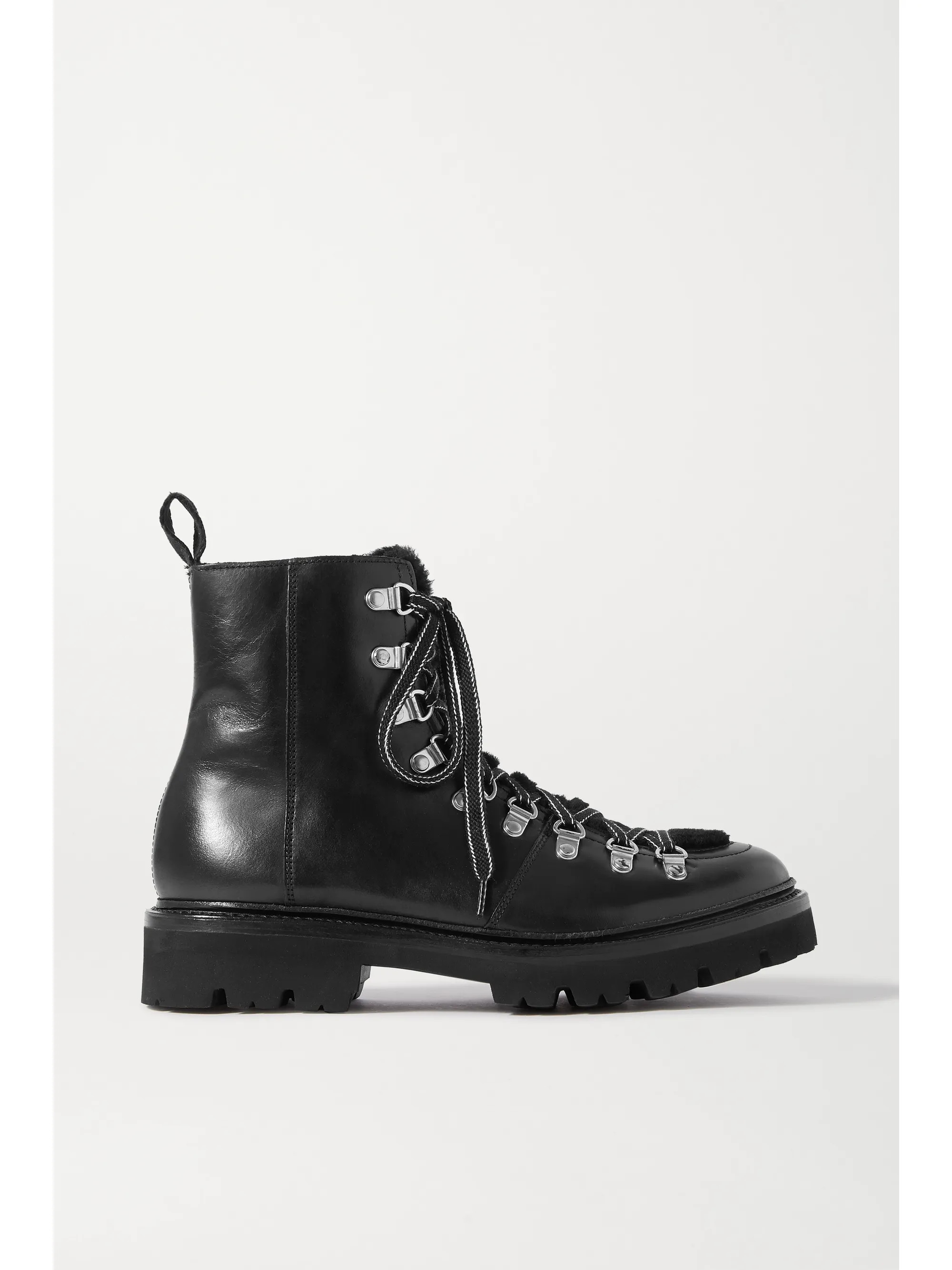 Black Nanette shearling-trimmed leather ankle boots | Grenson | NET-A-PORTER | NET-A-PORTER (UK & EU)