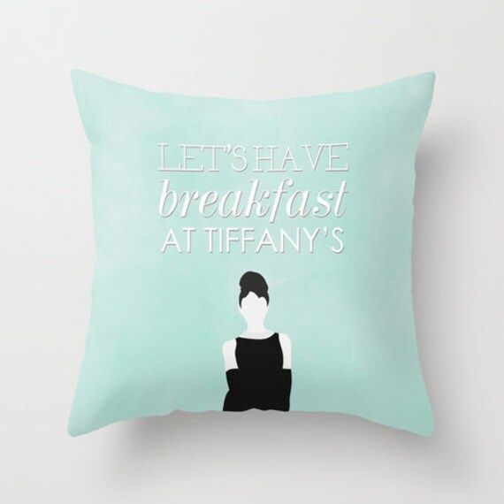 Let's Have Breakfast At Tiffany's Typography Movie Throw Pillow Cover Home Decor Dorm Room Classic F | Etsy (US)