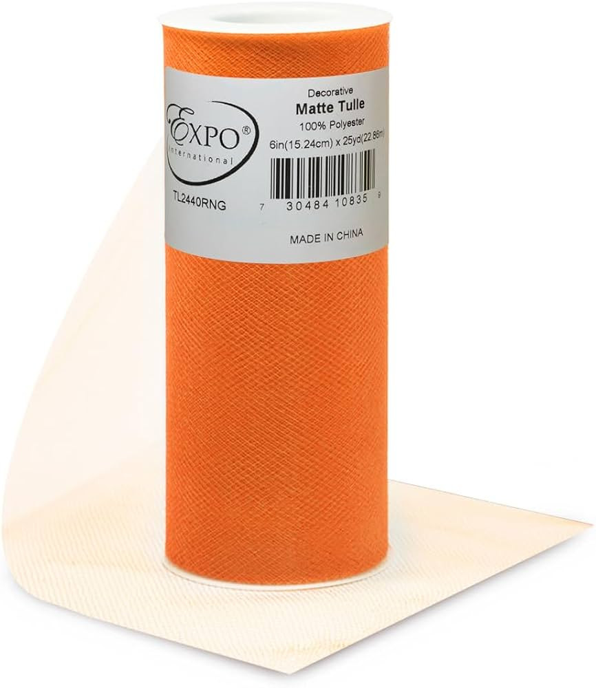 Expo International Decorative Matte Tulle Spool of 6 Inch X 25 Yards | Orange | Amazon (US)