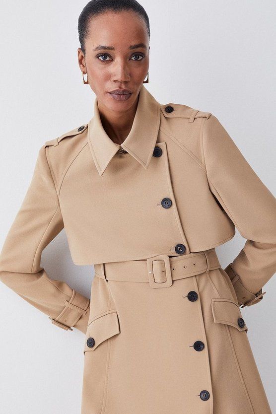 Tailored Asymetric Hem Trench Coat | Karen Millen UK + IE + DE + NL