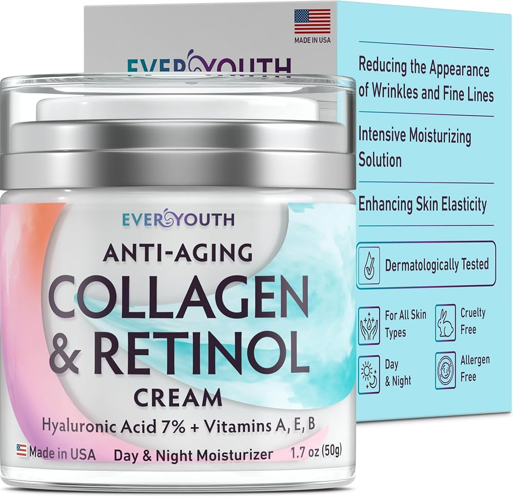 EVERYOUTH Collagen Retinol Face Moisturizer with Hyaluronic Acid, Moisturizer Face Cream, Made in... | Amazon (US)
