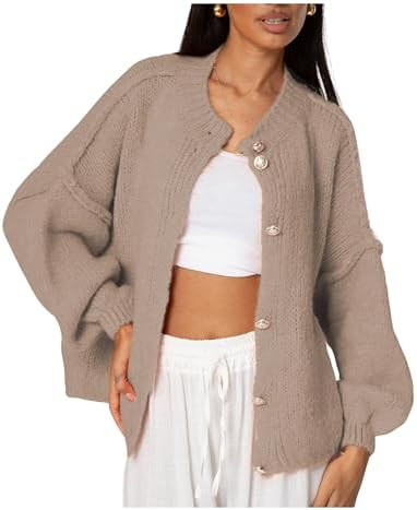 SeekMe Womens Cardigan Sweaters Casual Lightweight Long Sleeve Button Up Knit Oversized 2026 Fall... | Amazon (US)
