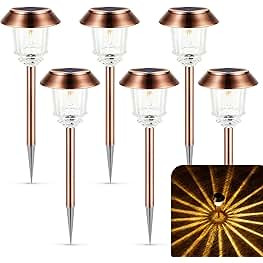 XMCOSY+ Solar Pathway Lights - 4 Pack Solar Outdoor Lights Pathway, 10-40LM Dimmable Auto On/Off War | Amazon (US)