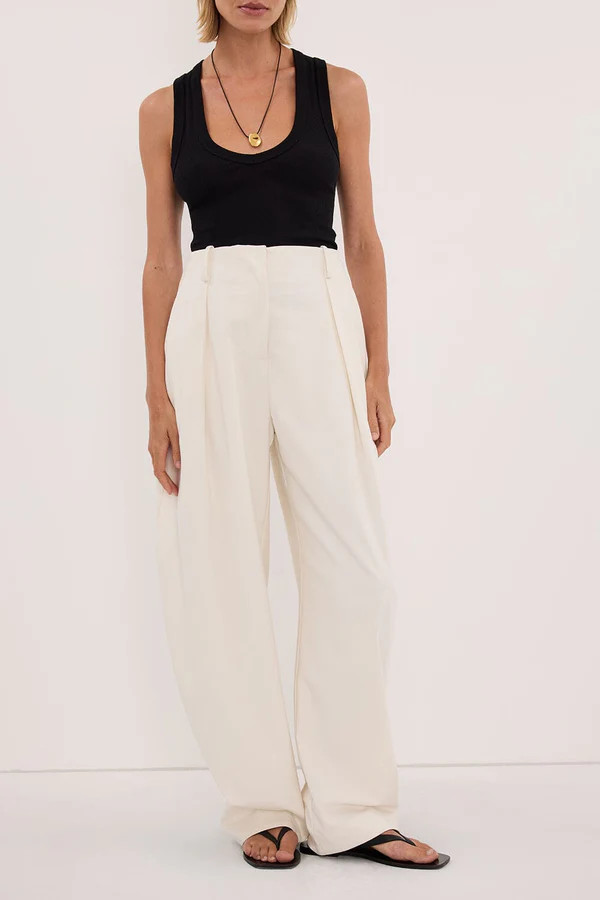 ROMY CREAM BARREL LEG TAILORED PANT | DISSH