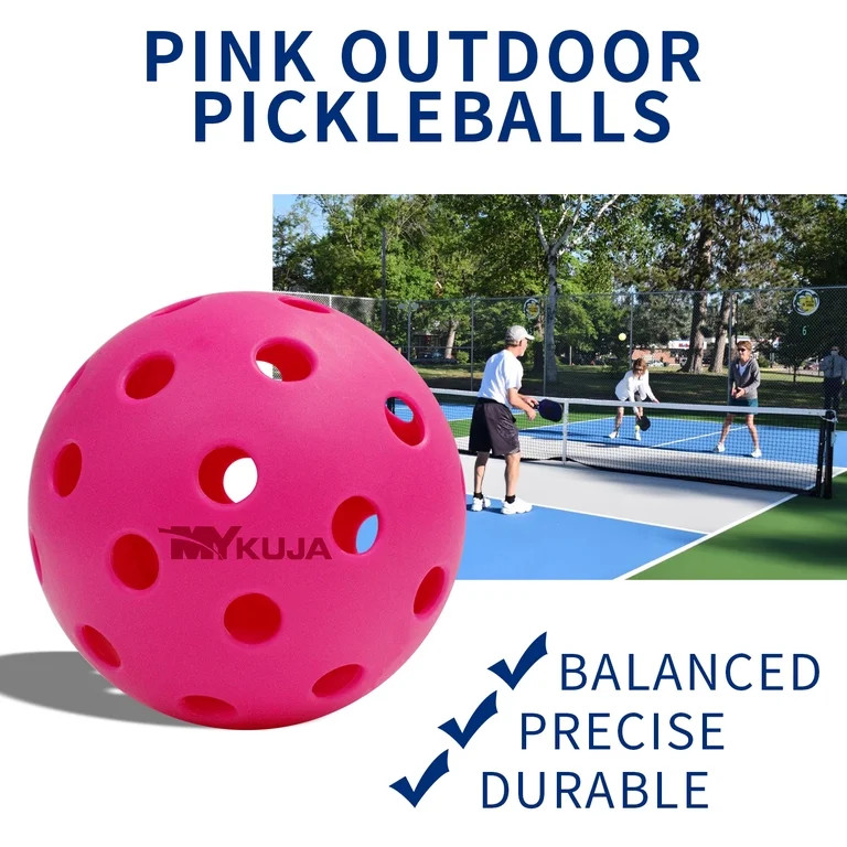 MYKUJA 12Pcs Pickleball Balls 40Holes Outdoor Pickleball Accessories Pink | Walmart (US)