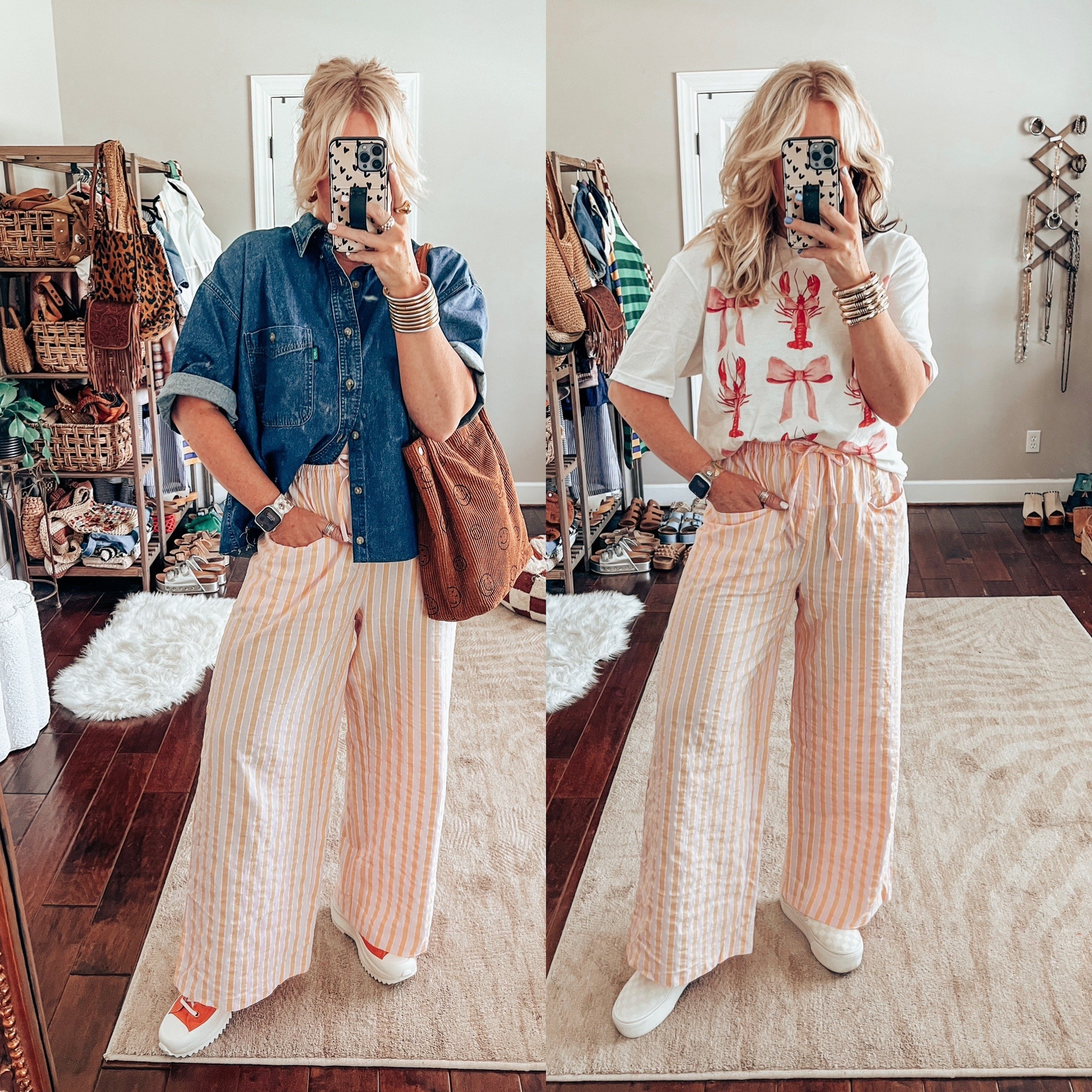 These pants are perfect for spring and so fun with denim and graphic tees. 
Pants - M
Denim shirt - thrifted 
Lobster bow tee - L
Converse - sized down & sold out 
Vans - sized down 
 

#LTKSeasonal #LTKStyleTip #LTKOver40