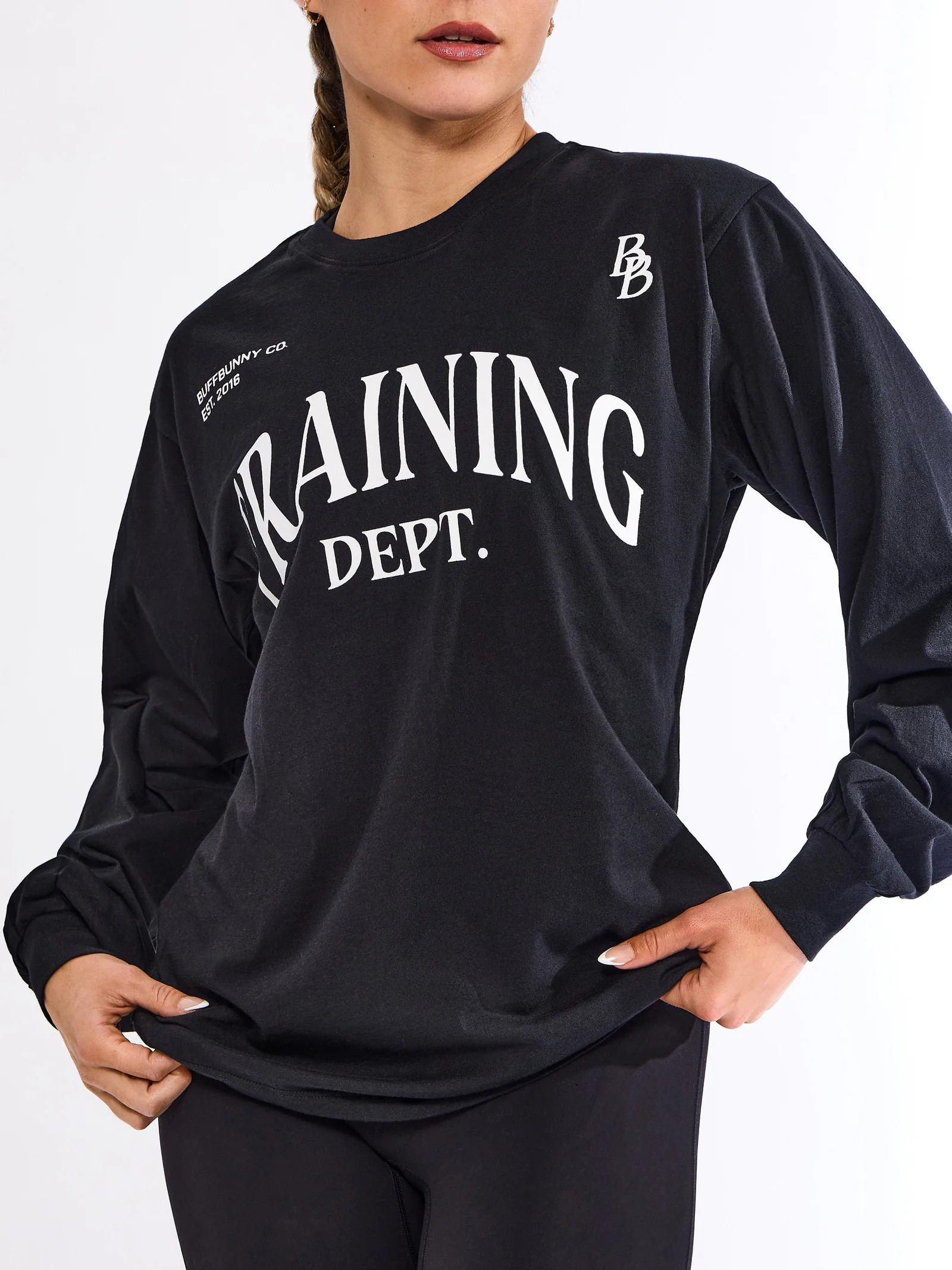 Training Long Sleeve Tee - Onyx Black | Buffbunny Collection