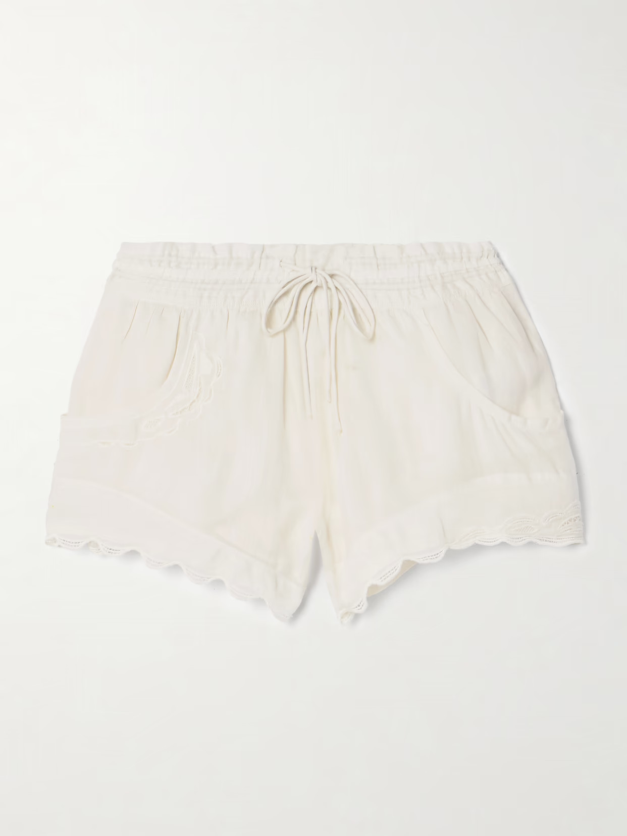 ISABEL MARANT - Lola Embroidered Ramie Shorts - Neutrals | NET-A-PORTER (US)