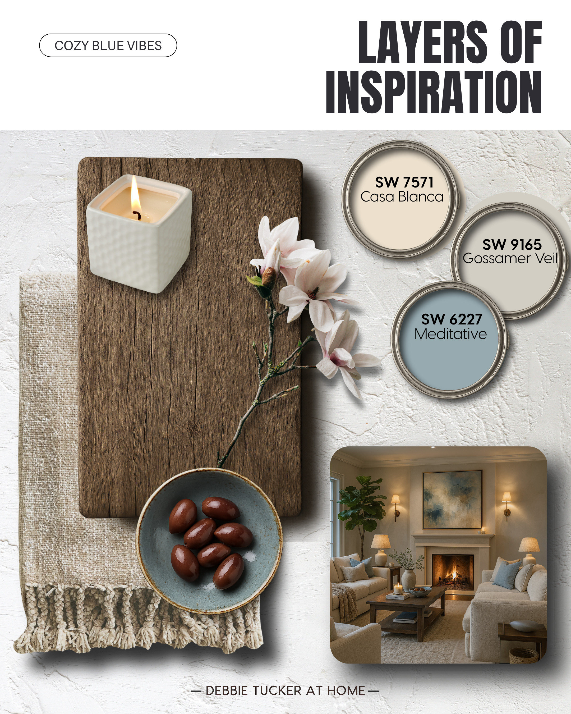Cozy up in a layered, neutral-toned living room that blends warmth and elegance. The pops of blue add a bit more interest. 

 #LTKHome