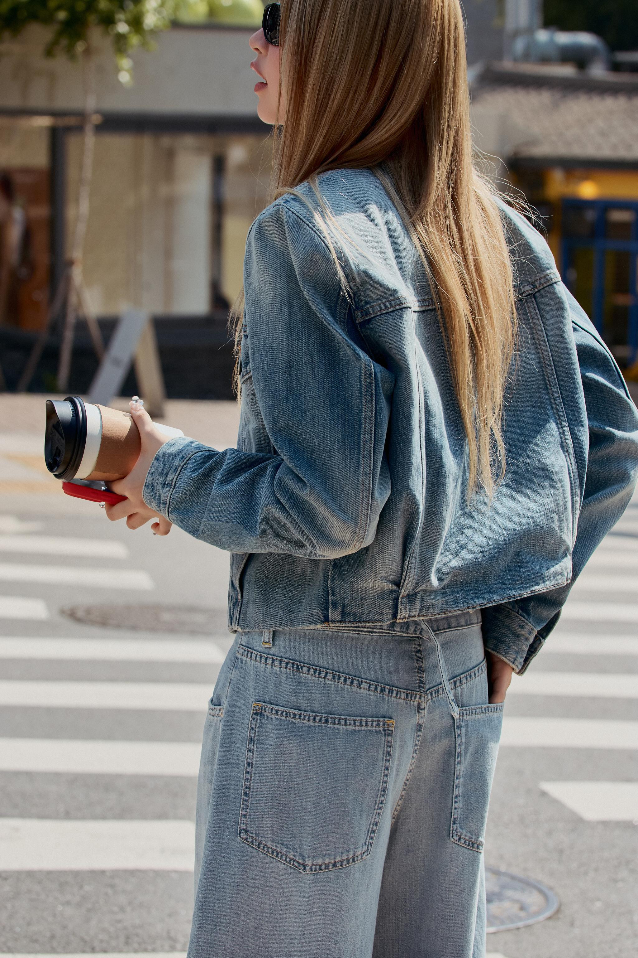 TRF DENIM JACKET WITH SHOULDER PADS | Zara US
