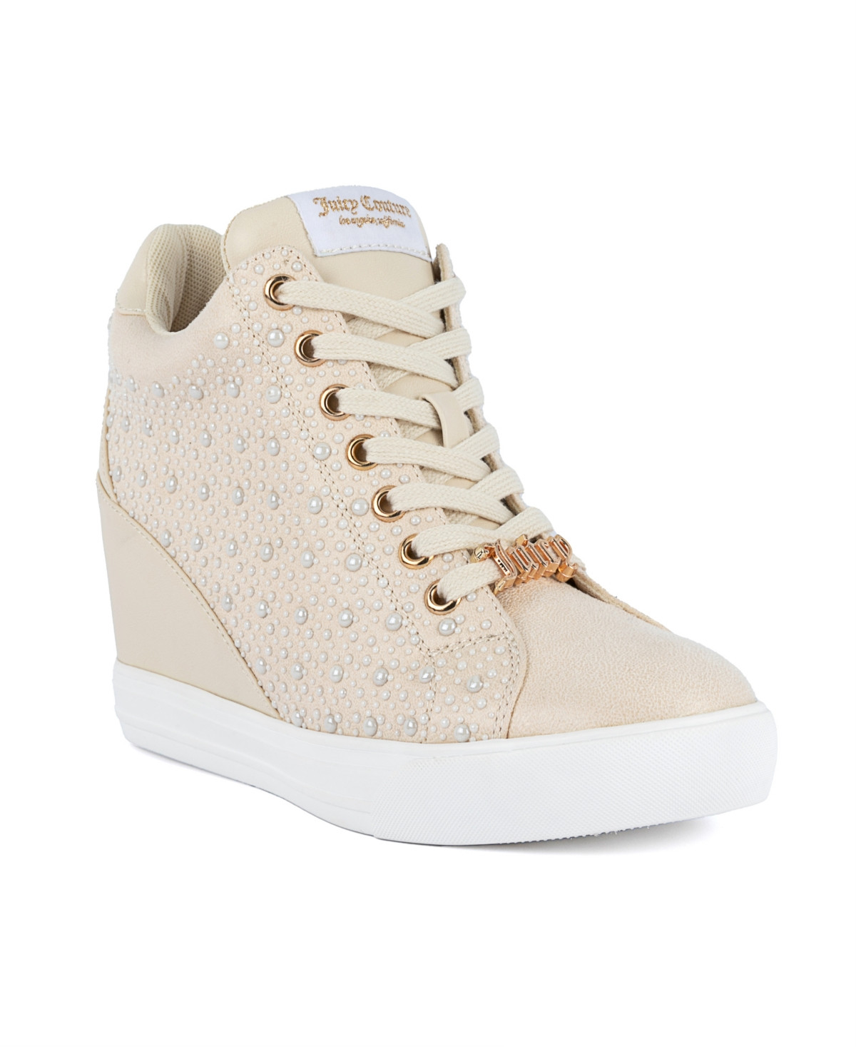 Juicy Couture Women's Jiggle Embellished Lace-Up Wedge Sneakers - Ivory | Macy's