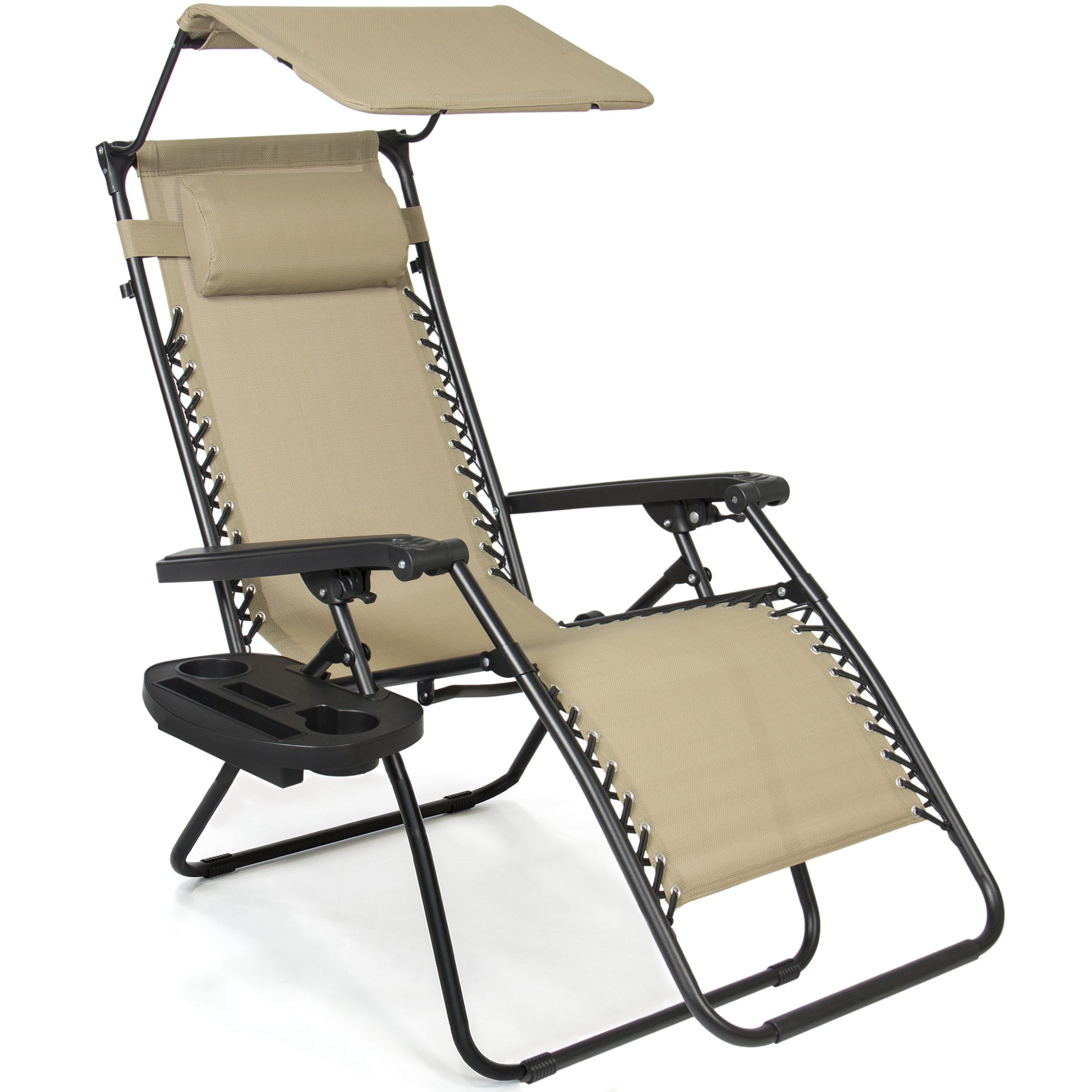 Best Choice Products Folding Zero Gravity Recliner Lounge Chair w/ Canopy Shade and Cup Holder Tr... | Walmart (US)