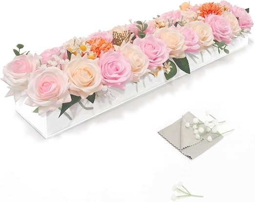 Acrylic Vases for Flowers Rectangular, 24 Inch Dining Table Centerpiece Modern Vase Clear Acrylic... | Amazon (US)