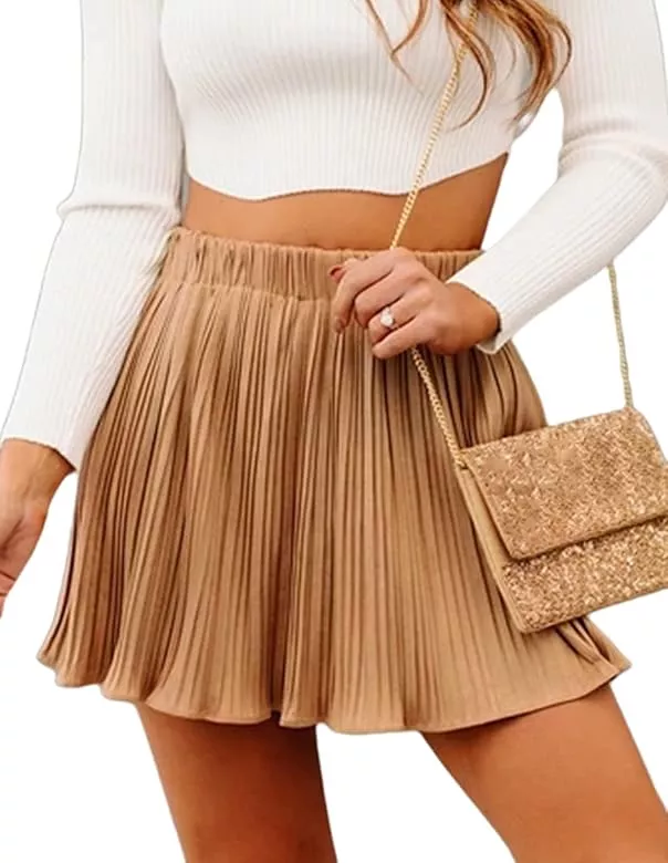 Gold pleated skirt clearance amazon