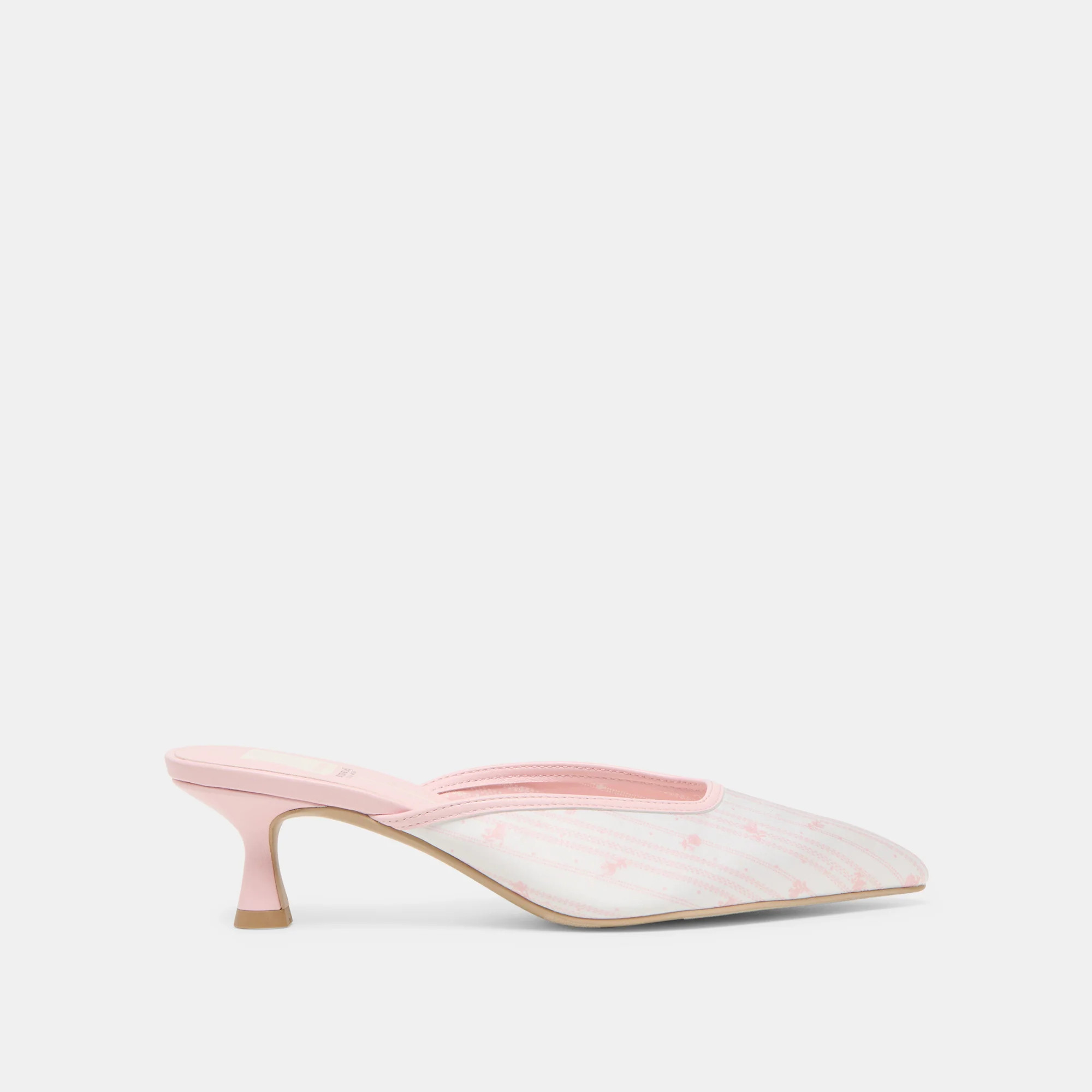Cleo X Byrdie Golf Heels Pink Floral Satin | DolceVita.com