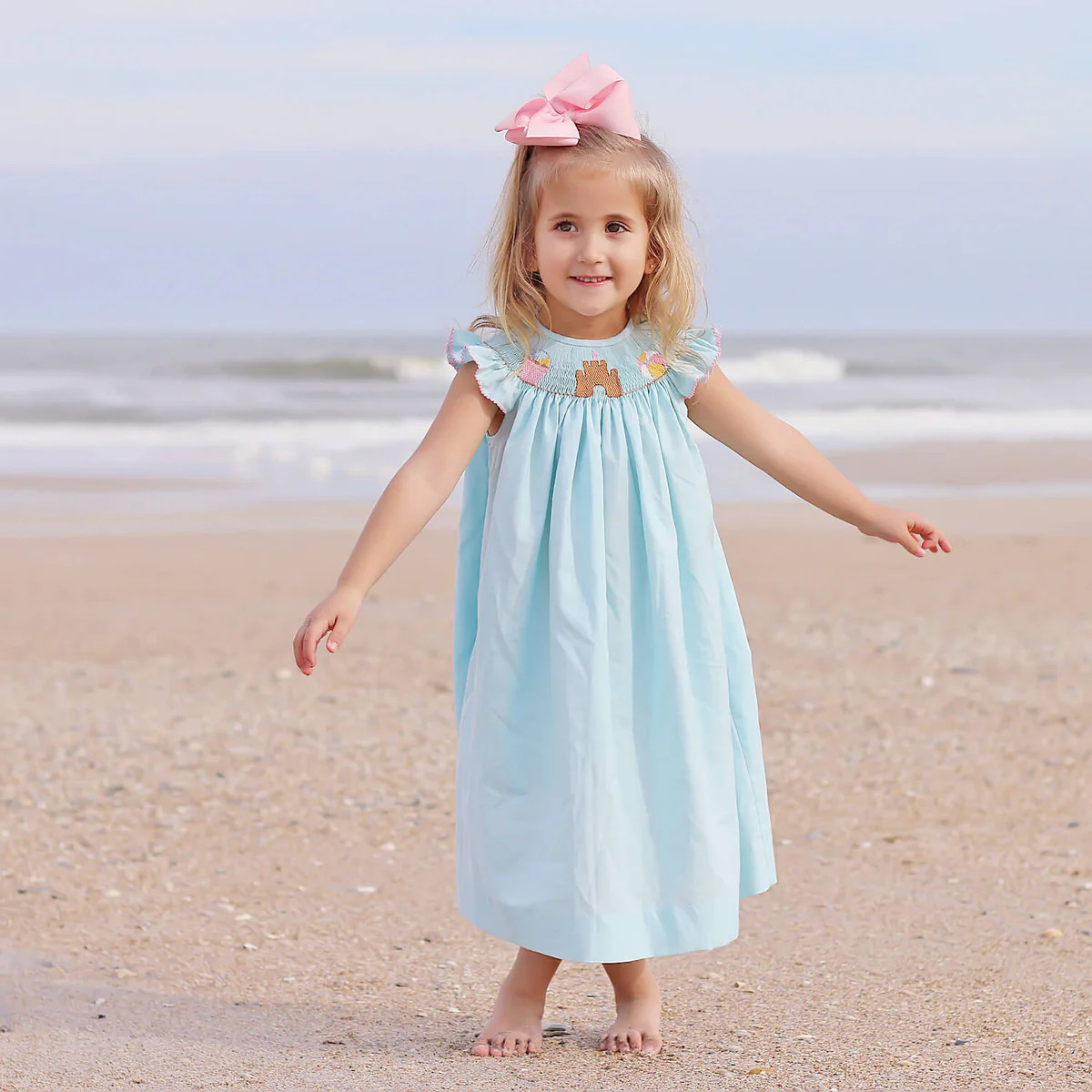 Mint Solid Beach Smocked Dress | Classic Whimsy