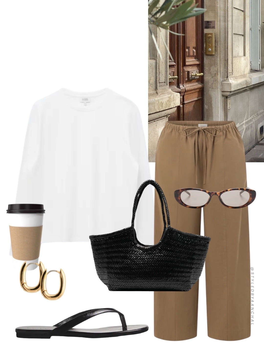 Coffee run outfit


White long sleeve t shirt
Camel pants 
Reformation 
Black sandals

#LTKsummer #LTKstyletip #LTKtravel