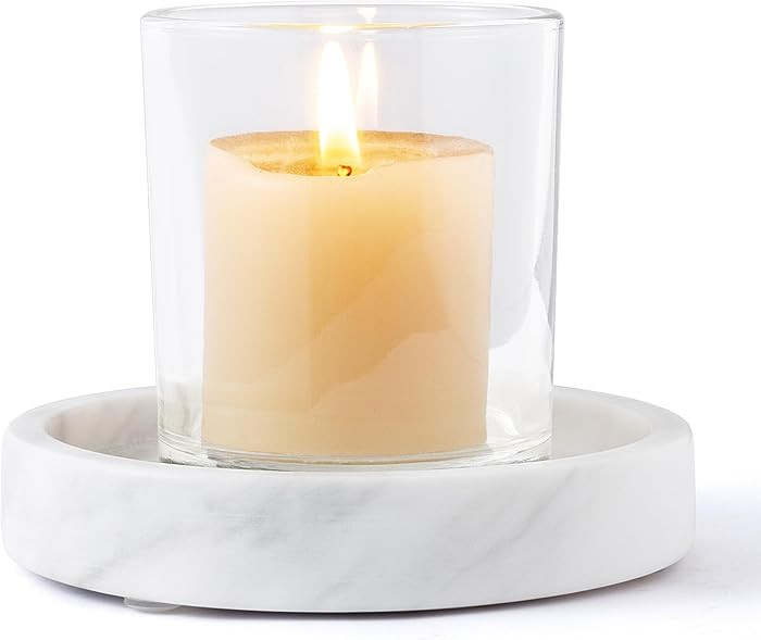 WORHE Candle Holders Italy Premium Natural Marble Candlestick Holder for Jar Pillar Candles Large... | Amazon (US)
