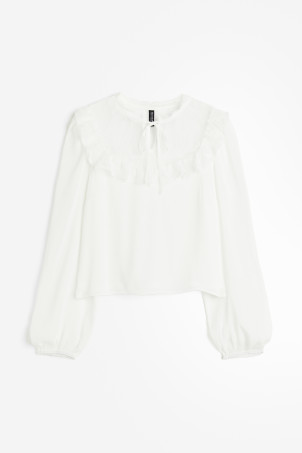 Poplin Blouse with Peter Pan Collar - White - Ladies | H&M US | H&M (US + CA)