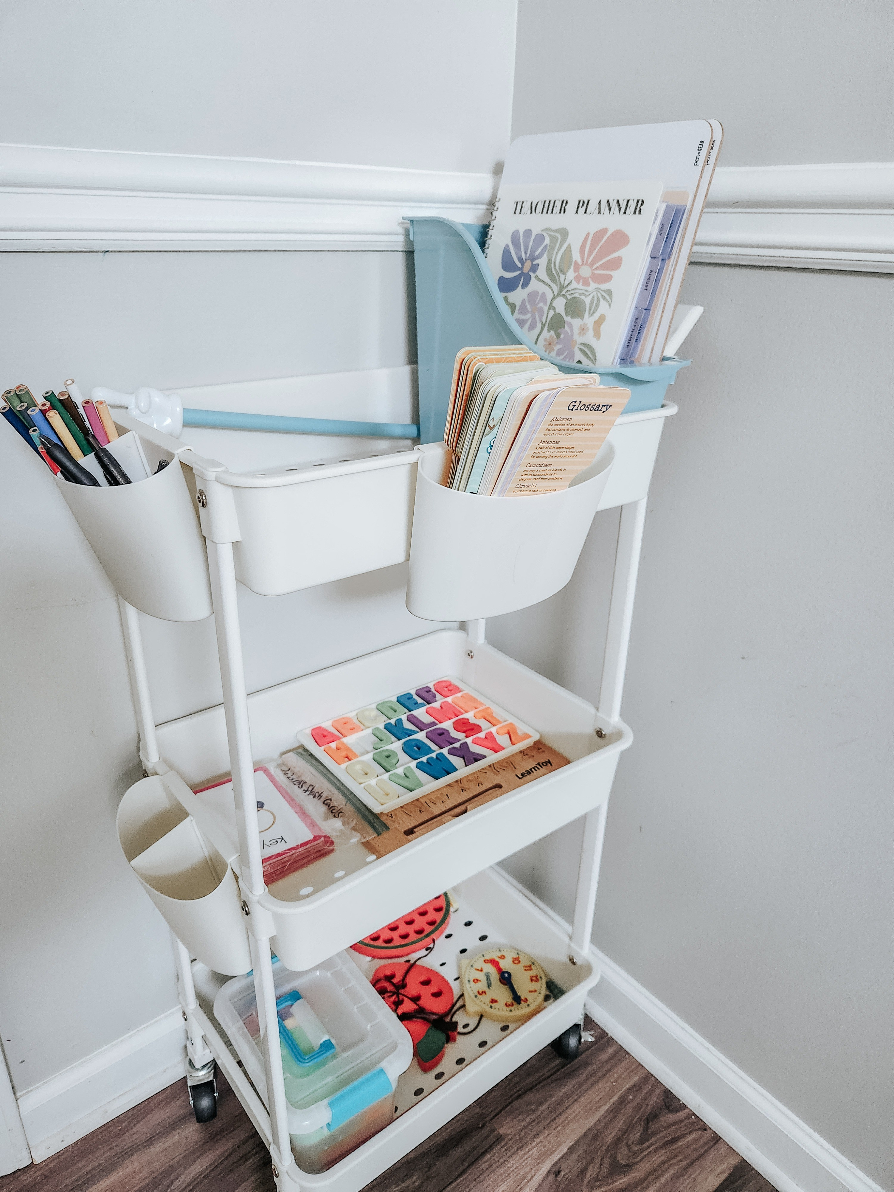 Homeschool Cart #homeschool #cart #tracingboard

