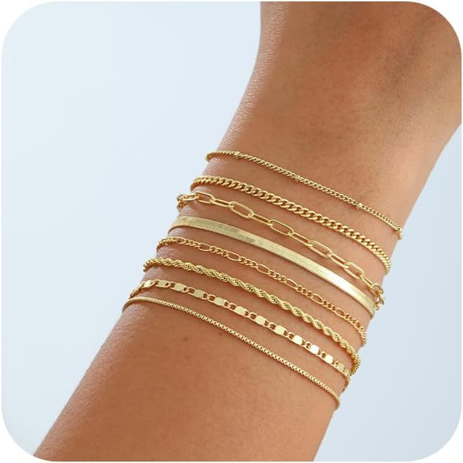 Kyerlyn Silver Gold Bracelets for Women Waterproof, 14K Real Gold Jewelry Sets for Women Trendy D... | Amazon (US)