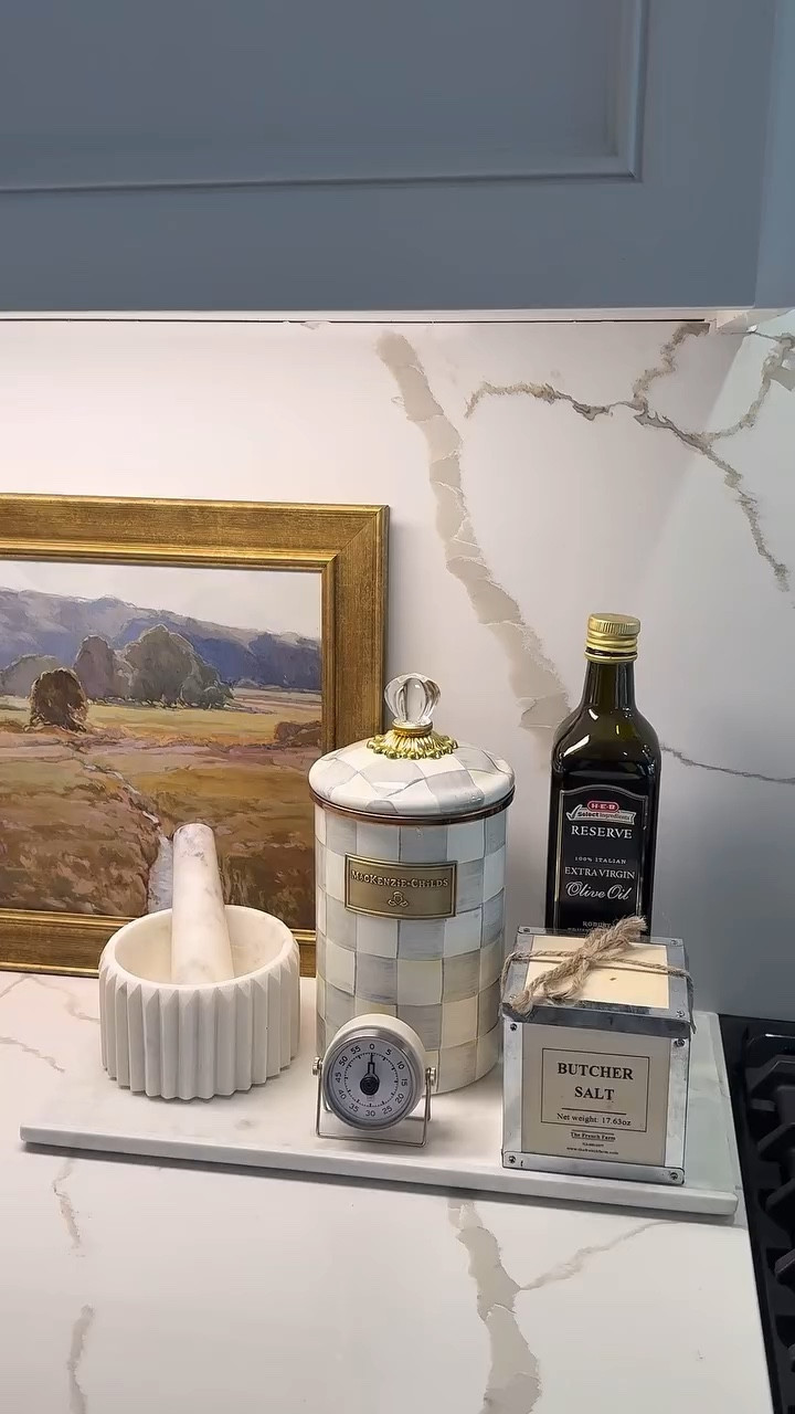A little kitchen counter refresh with this beautiful marble tray from Westelm and this butcher salt from The French Farm—stylish and delicious at the same time!

#LTKStyleTip #LTKHome #LTKFindsUnder100