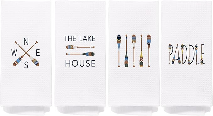 NEGIGA The Lake House Paddle Oar Compass Dish Cloths Towels 24x16 Inch Set of 4,Retro Paddle Deco... | Amazon (US)