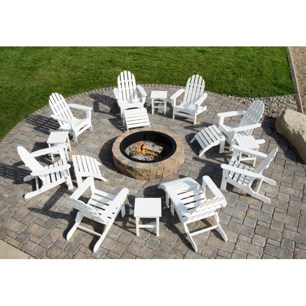 Hartington 16 Piece Plastic/Resin Adirondack Chair with Ottoman and Table | Wayfair North America