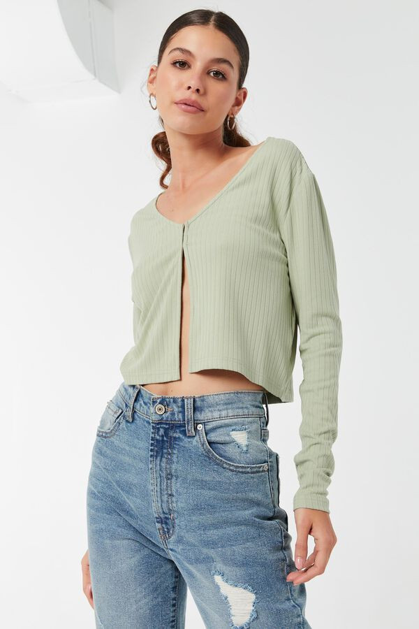 Hook-and-Eye Ribbed Cardigan | Ardene