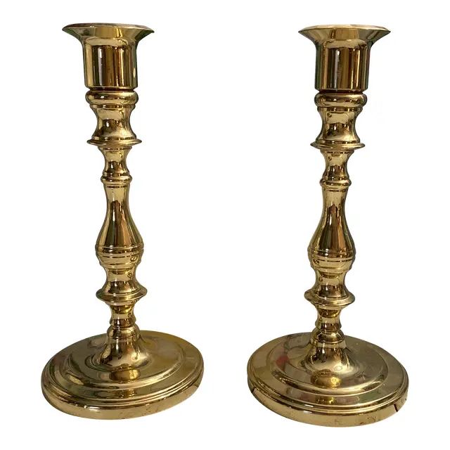 Vintage Baldwin Solid Brass Taper Candle Holders - a Pair | Chairish