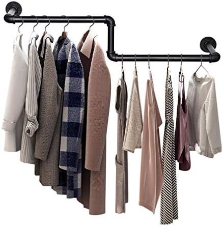 SUNMALL Industrial Pipe Clothing Rack, Wall Mounted Garment Rack, Clothes Racks for Hanging Cloth... | Amazon (US)