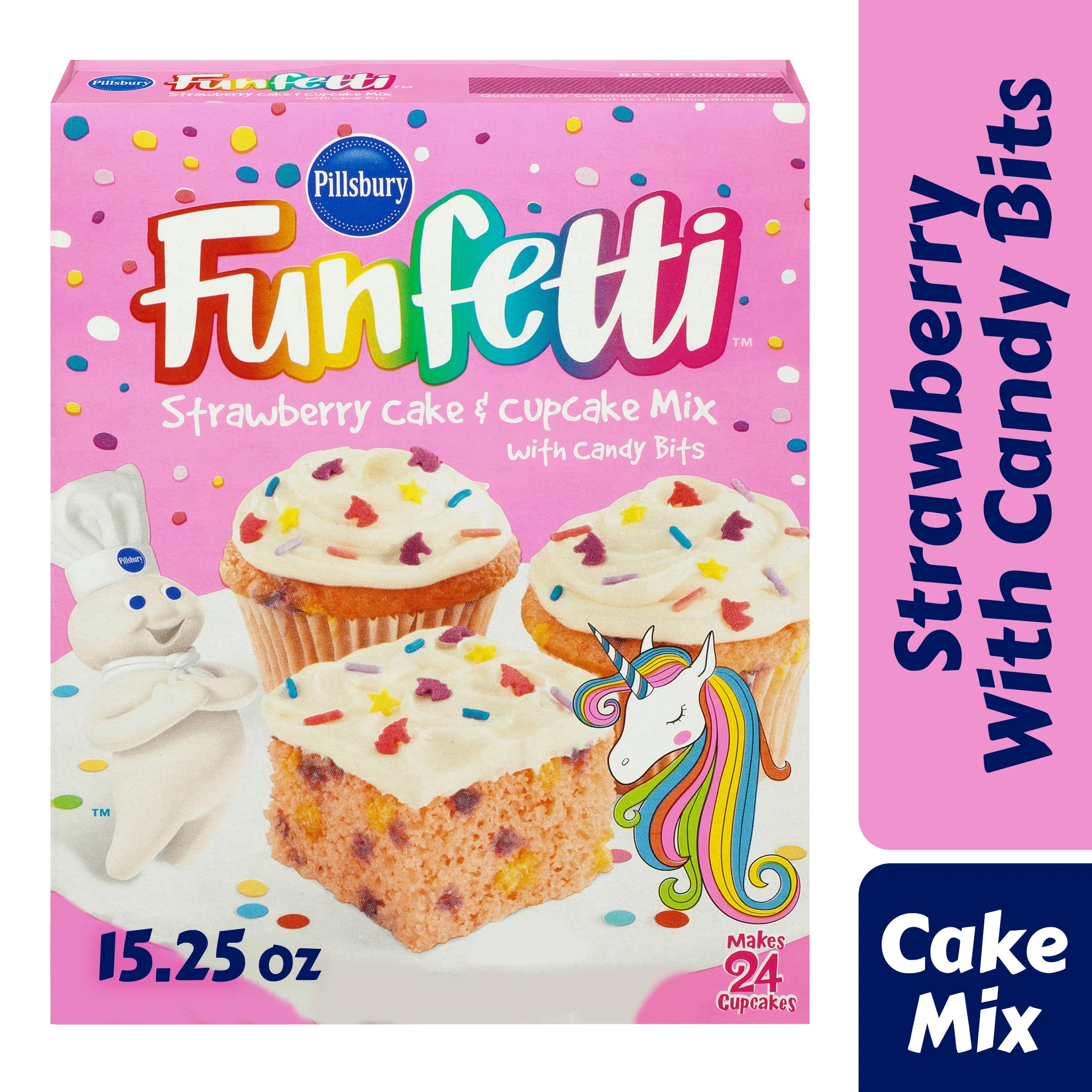 Pillsbury Funfetti Strawberry Cake Mix with Candy Bits, 15.25 Oz Box | Walmart (US)
