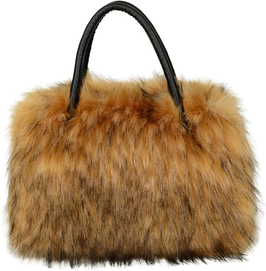 Furry Tote Bag for Women Fuzzy Faux Fur Large Tote Handbag Cute Soft Fluffy Purse Ladies Satchel | Amazon (US)