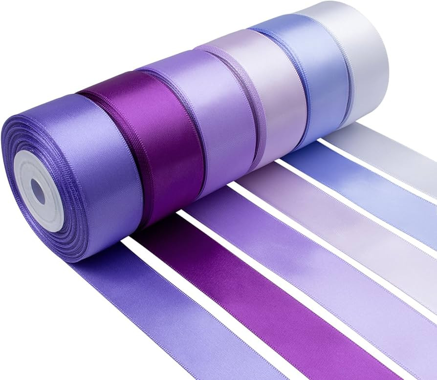 Purple Satin Ribbon 1 Inch Wide Lavender Light Purple Lilac Ribbon Assorted Solid Color Double Fa... | Amazon (US)