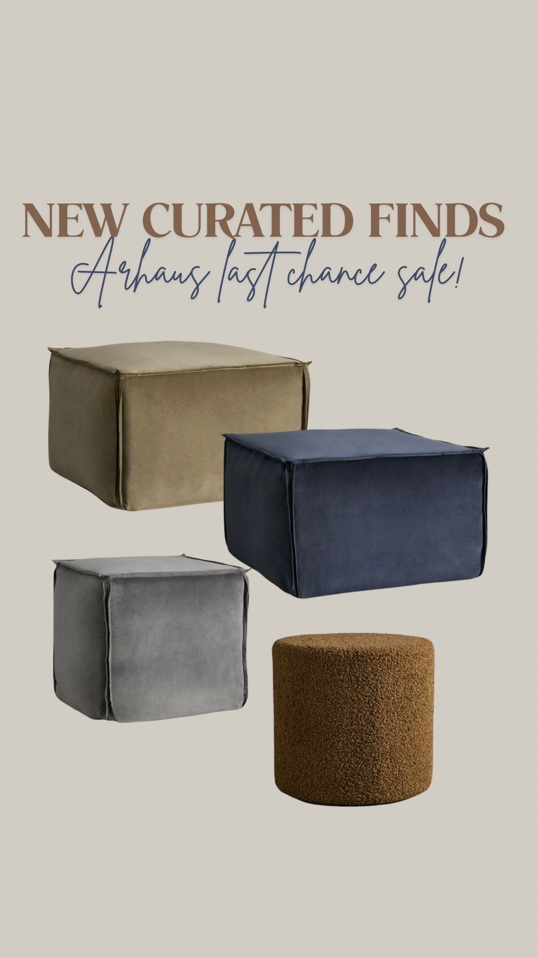 Arhaus last chance sale on these ottomans! 

#LTKHome #LTKOver40 #LTKSaleAlert