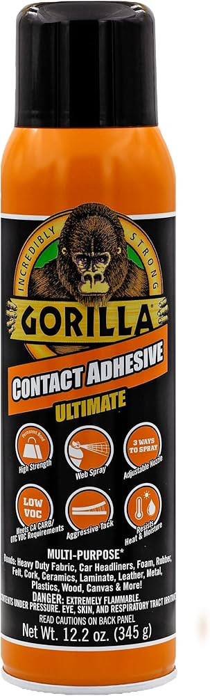 Gorilla Contact Adhesive Ultimate, 12.2oz Web Spray Adhesive, White, (Pack of 1) | Amazon (US)