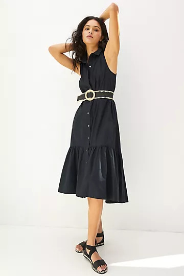 Maeve Paola Flounced Midi Dress | Anthropologie (US)