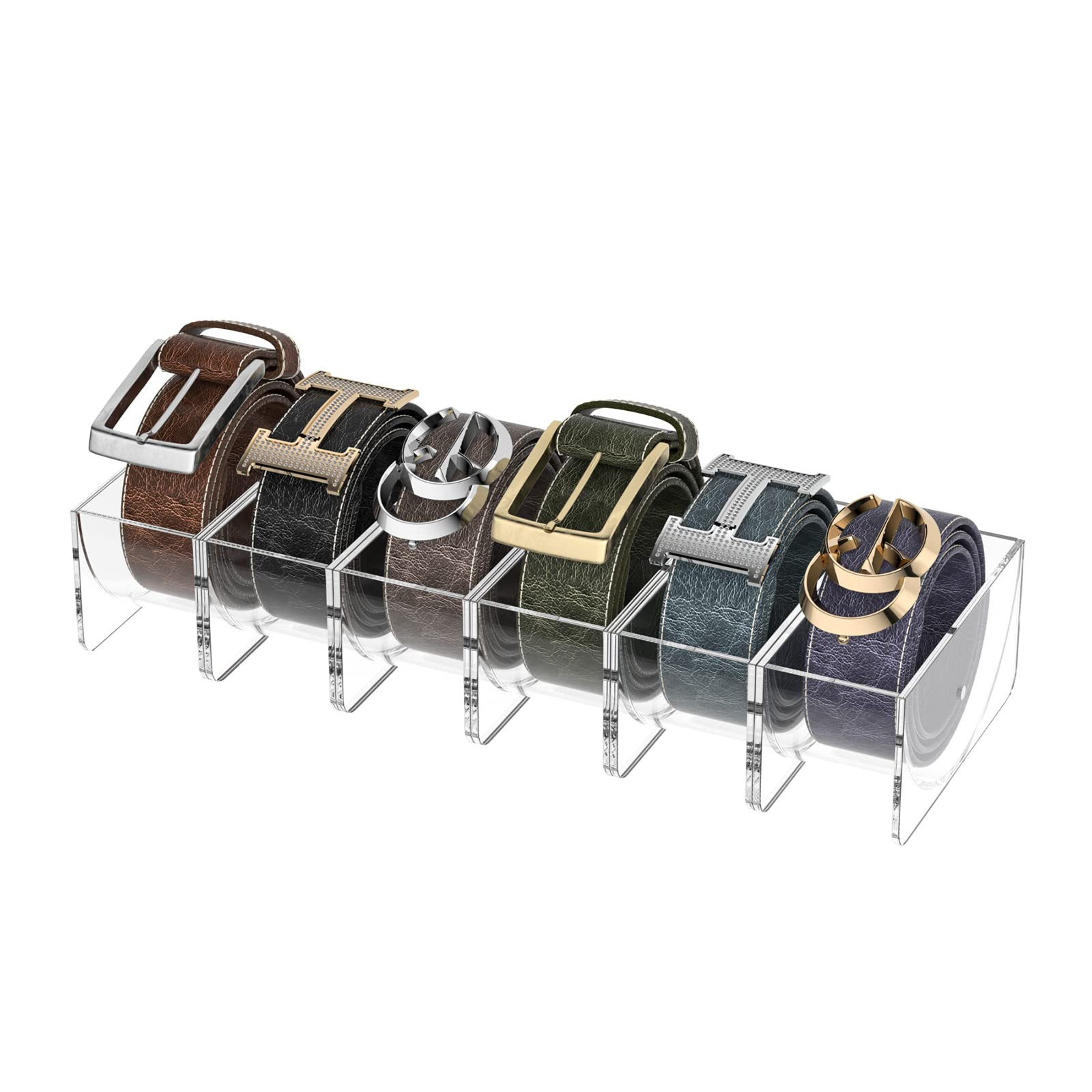 Belt Organizer, KDSKSC 6 Pack Acrylic Belt Storage Holder with Magnet, Detachable Storage Belt Co... | Amazon (US)