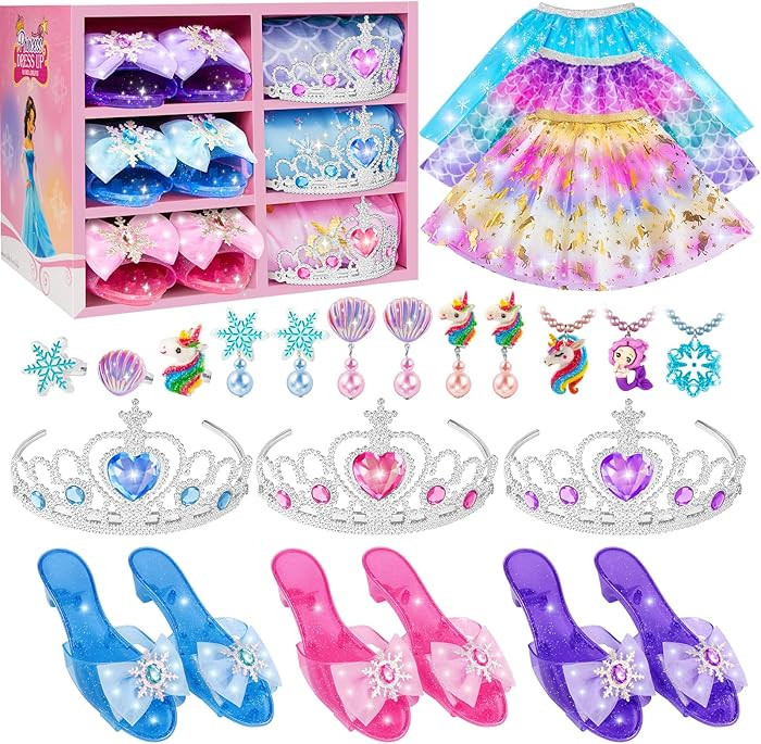 Princess Dress Up for Girls, Dress Up Clothes for Girl with Princess Shoes, Toddler Girls Boutiqu... | Amazon (US)